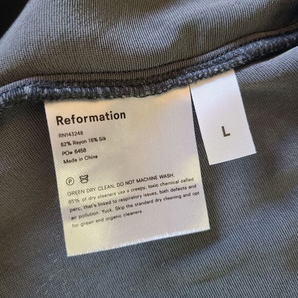 NEW Reformation Dress L Gray Velvet Spaghetti Straps Front Slit Sheath - Picture 7 of 10